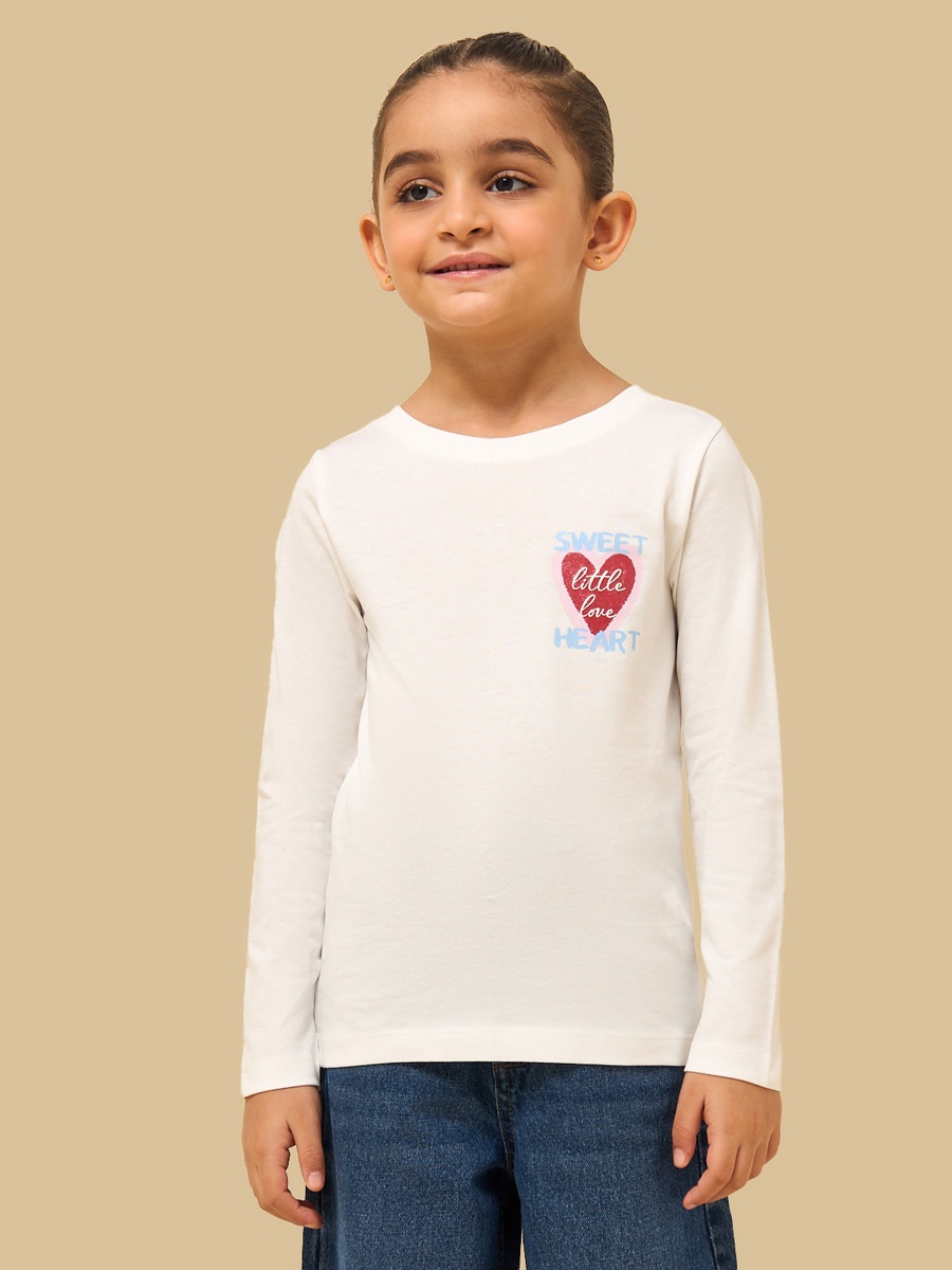 Heart Print Cotton T-Shirt