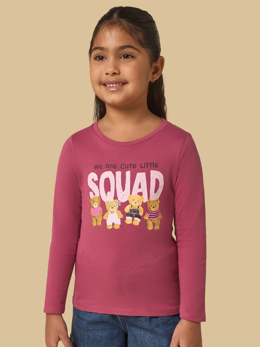 Teddy Bear Print Cotton Boxy Fit T-Shirt