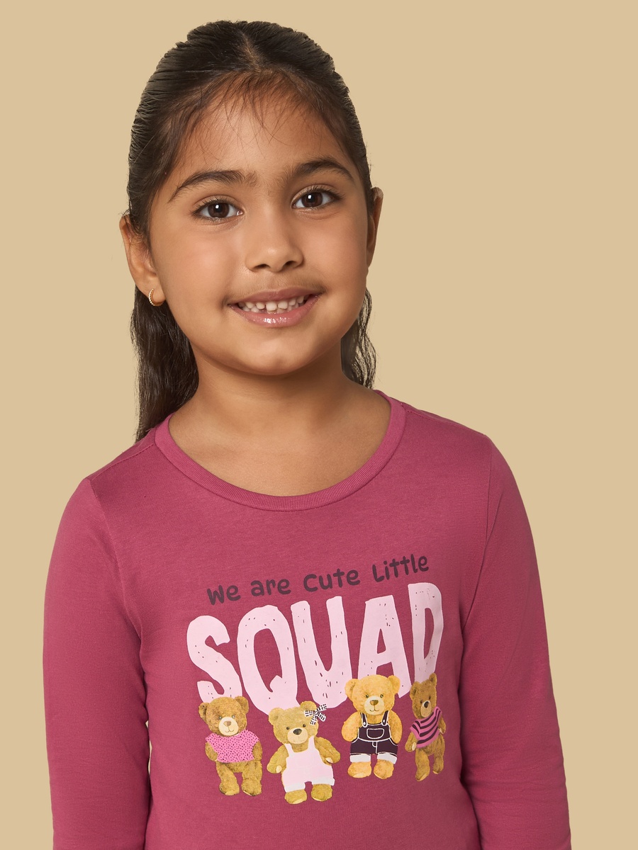 Teddy Bear Print Cotton Boxy Fit T-Shirt