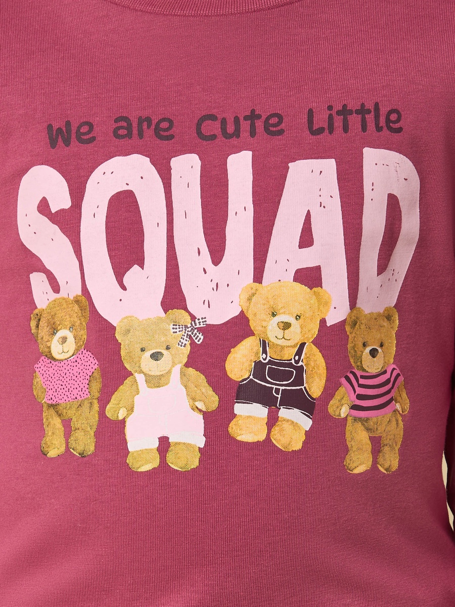 Teddy Bear Print Cotton Boxy Fit T-Shirt