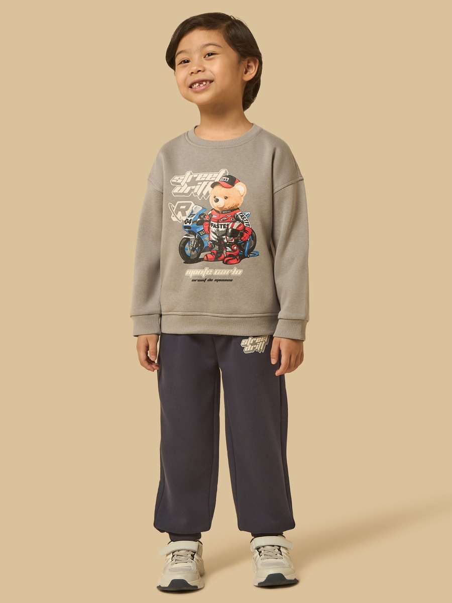 Bear Print Sweatshirt and Joggers Set