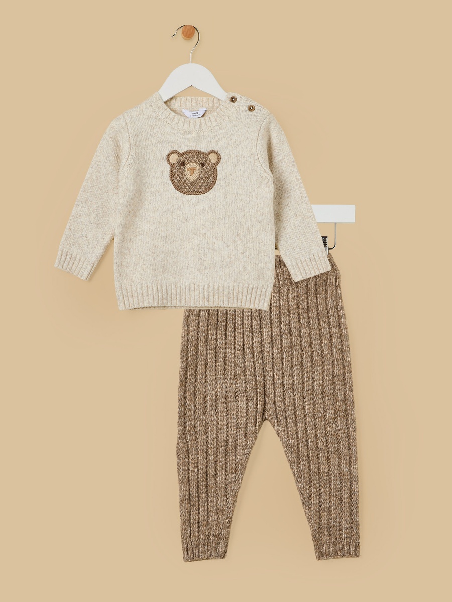 Bear Applique Sweater and Pants Set