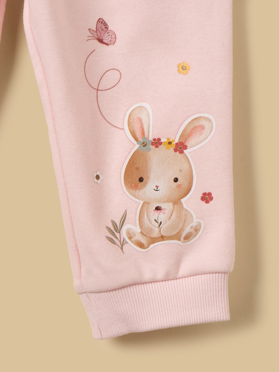طقم من سويت شيرت وجوغر بطبعة أرنب