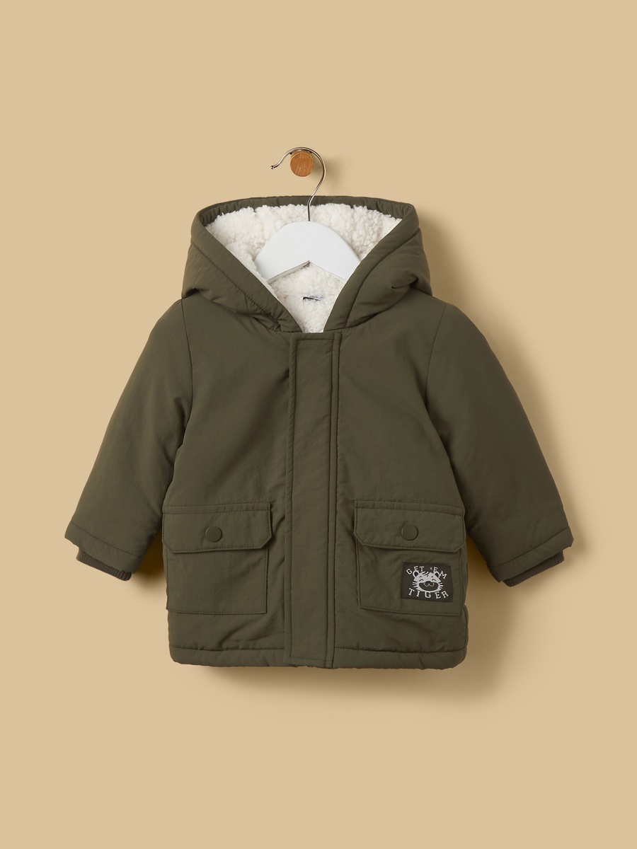 Bear Applique Hooded Parka
