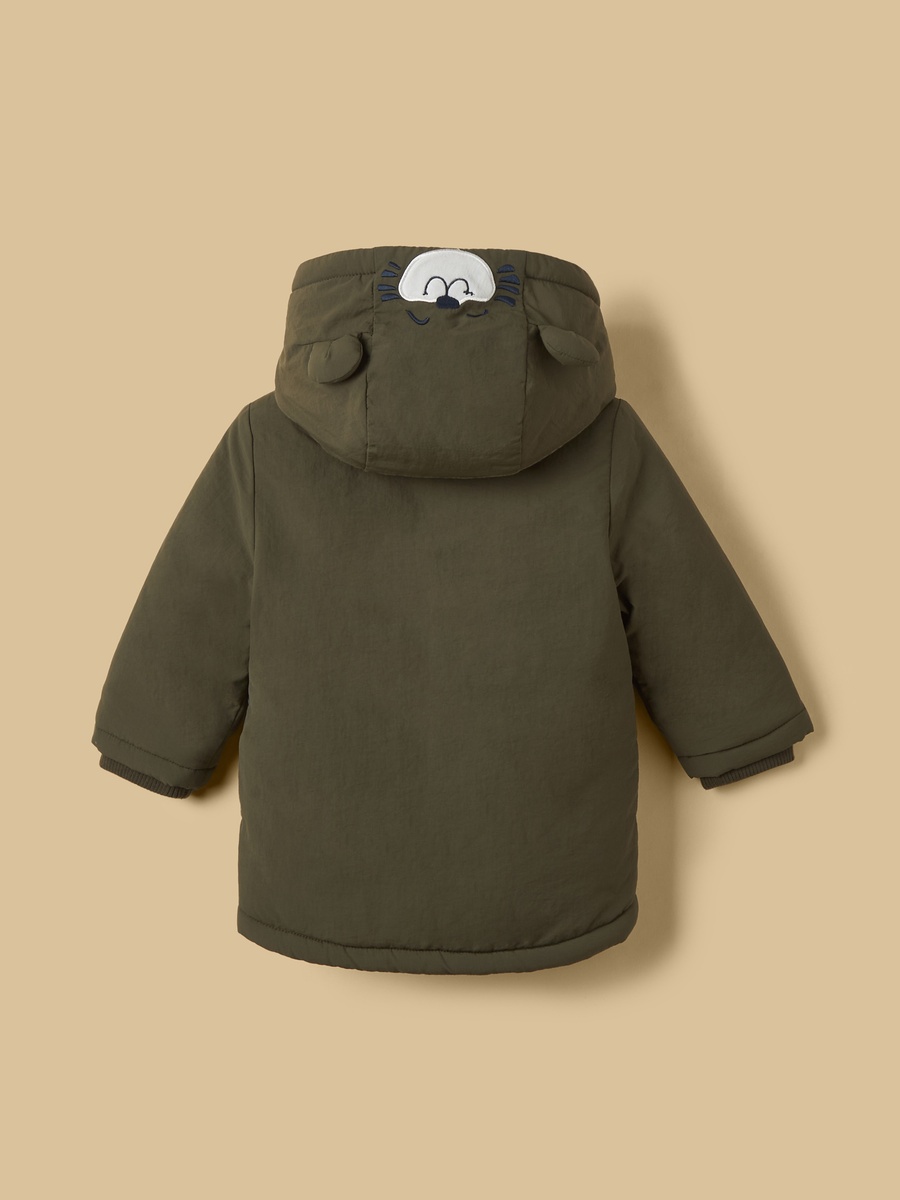 Bear Applique Hooded Parka