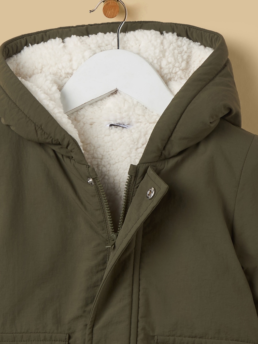 Bear Applique Hooded Parka