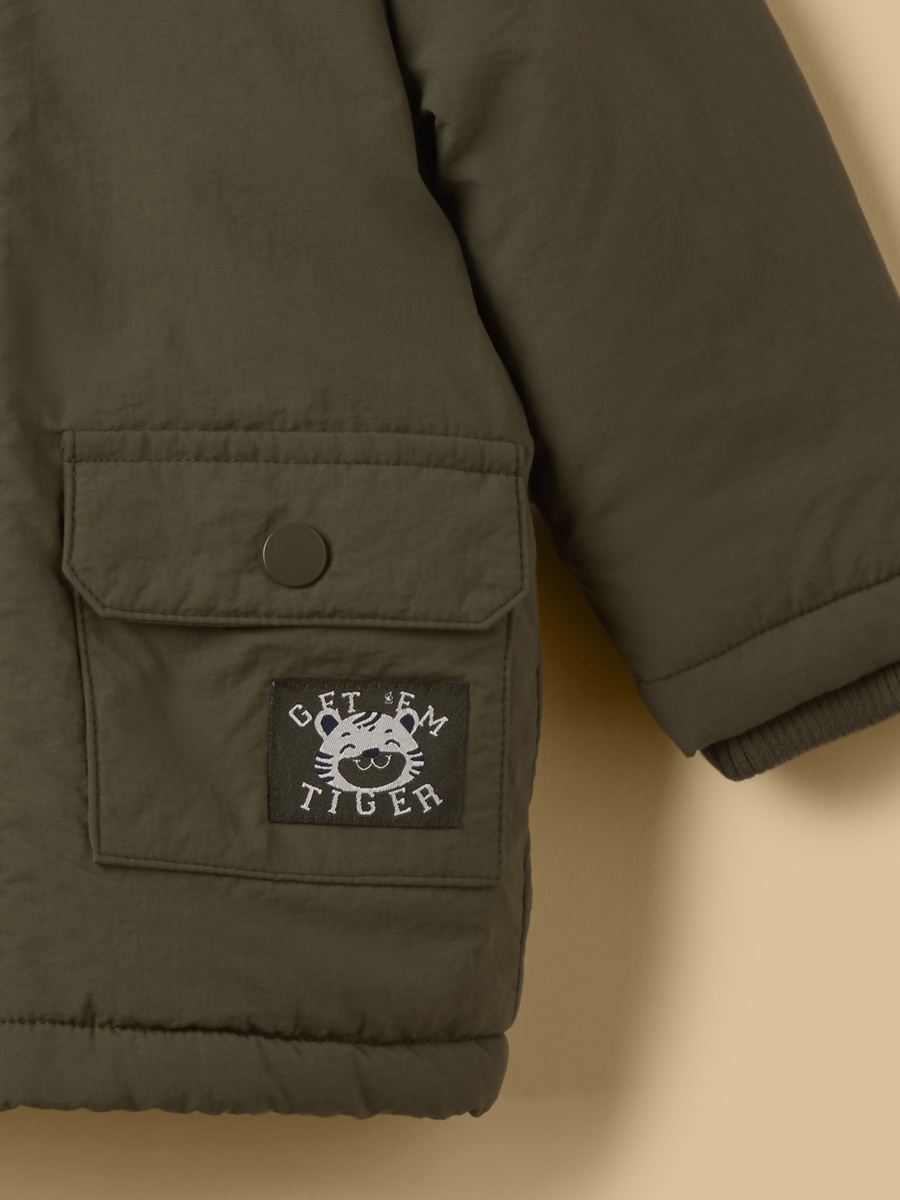 Bear Applique Hooded Parka