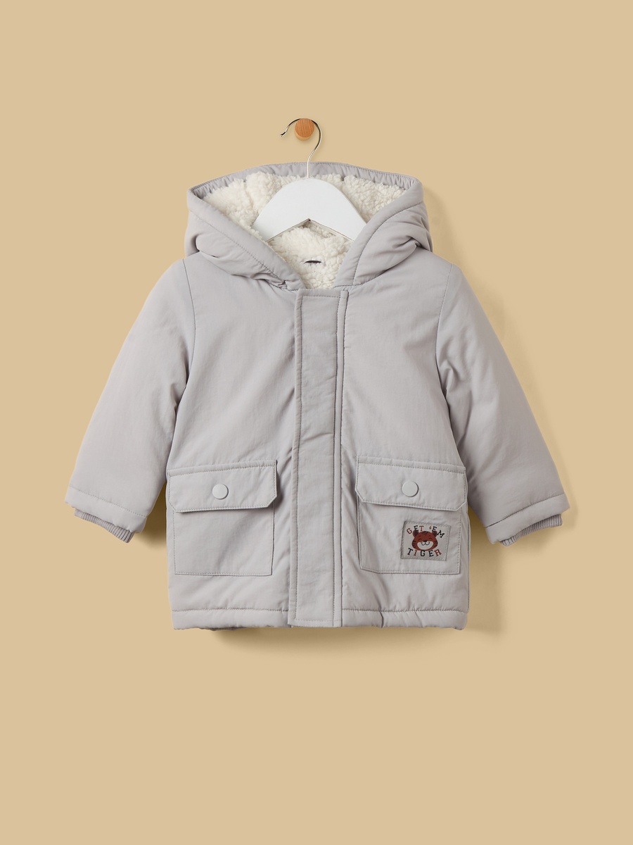 Bear Applique Hooded Parka