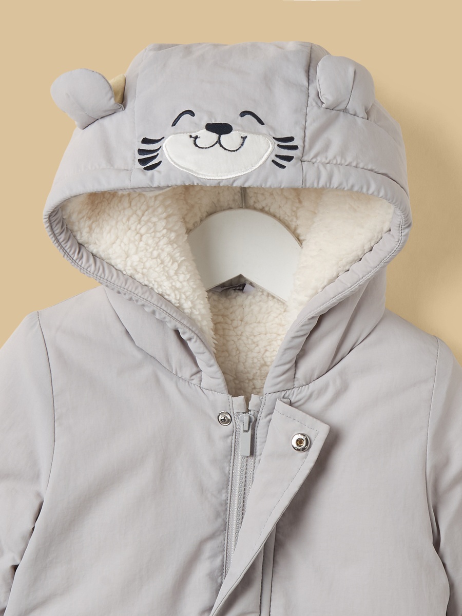 Bear Applique Hooded Parka