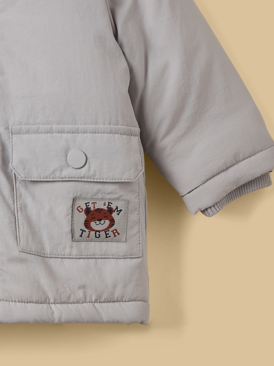 Bear Applique Hooded Parka
