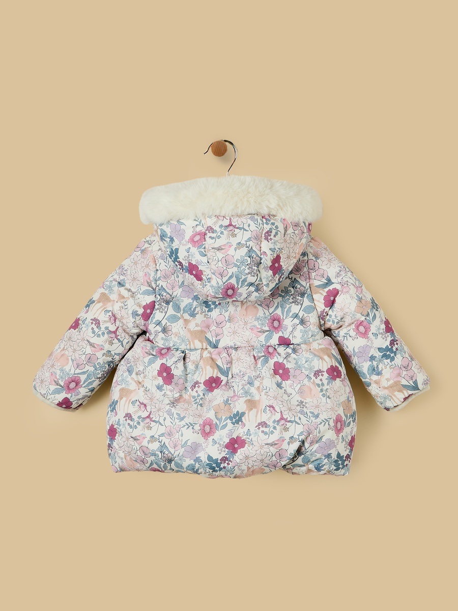 Floral Print Hooded Puffer Jacket