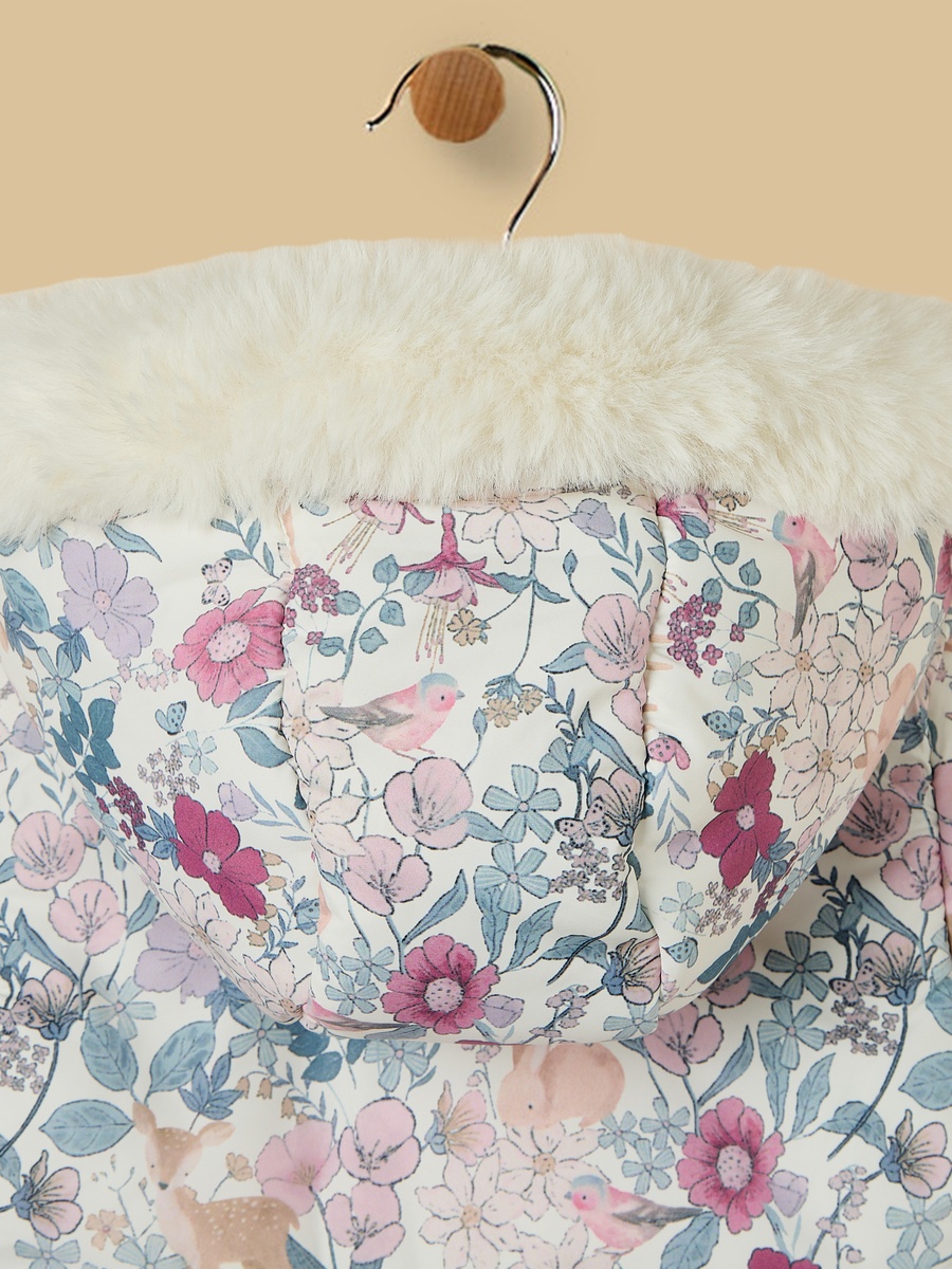 Floral Print Hooded Puffer Jacket