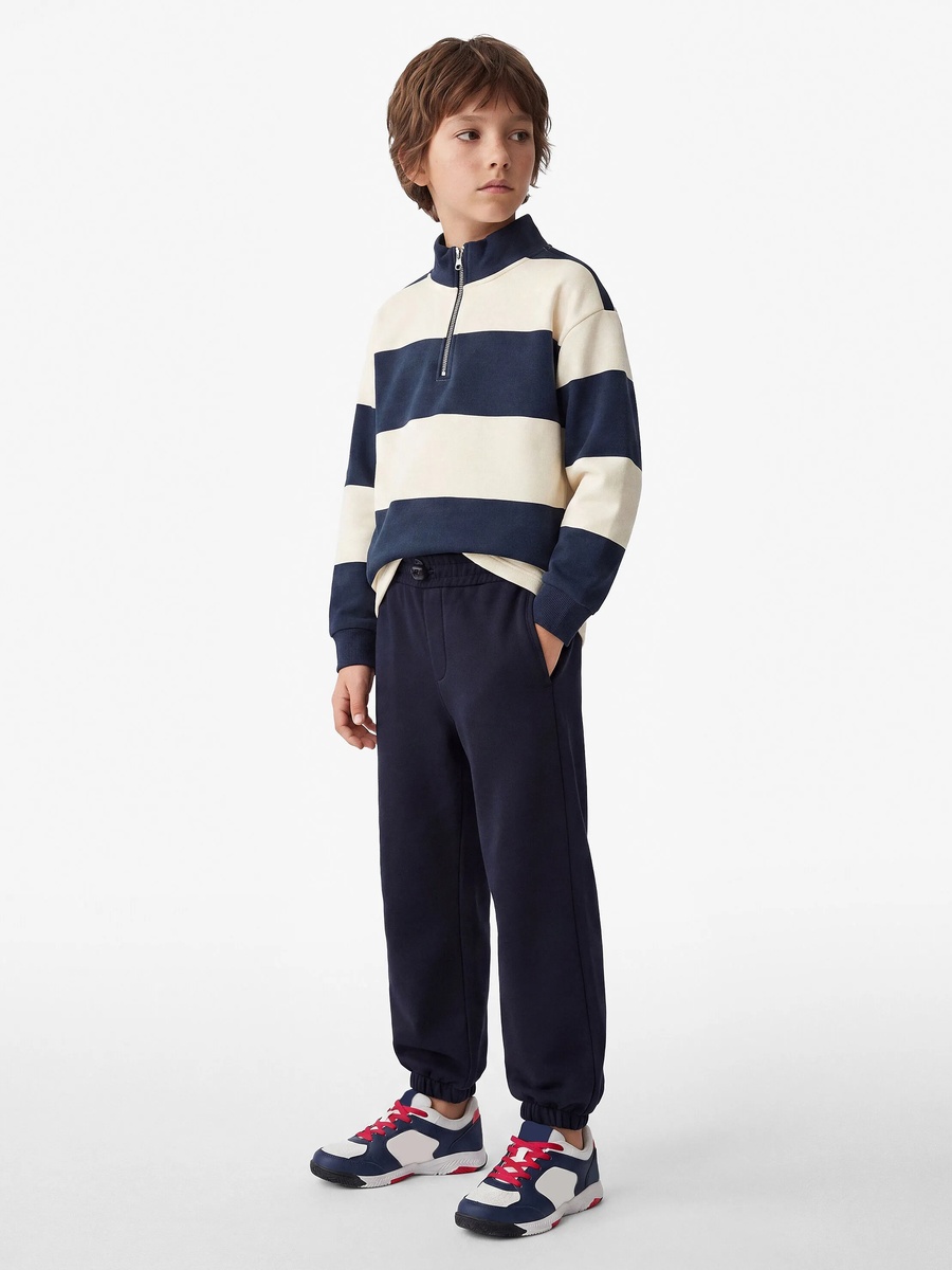 Kids Navy Blue Cotton Joggers