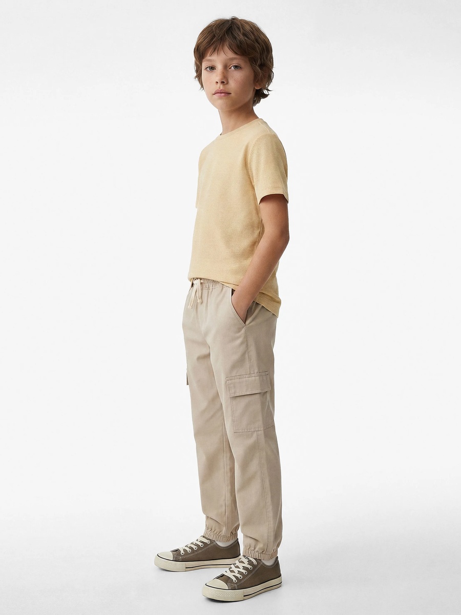 Kids Cotton Drawstring Cargo Pants - Regular Fit