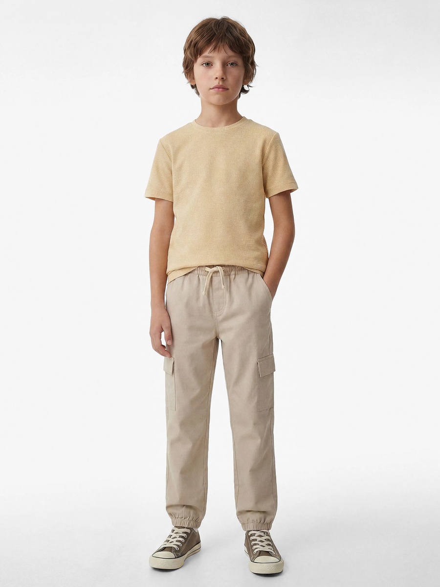 Kids Cotton Drawstring Cargo Pants - Regular Fit