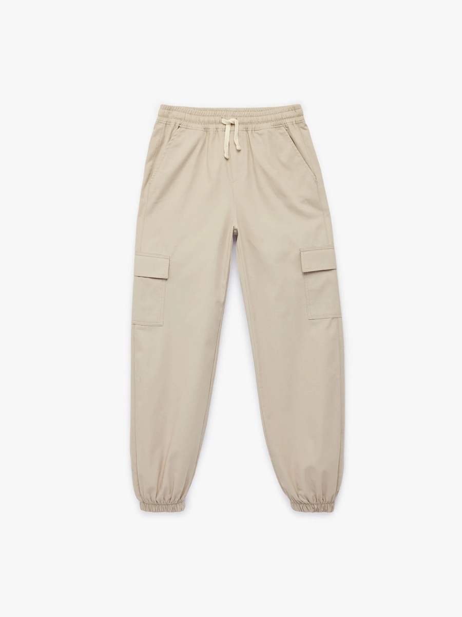 Kids Cotton Drawstring Cargo Pants - Regular Fit