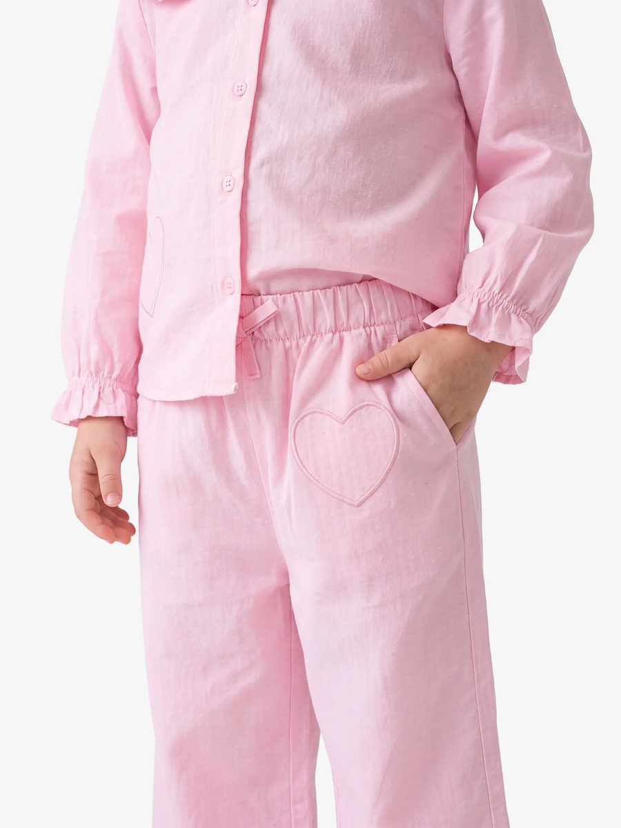 Baby Girls Pink Ruffled Cotton Trousers - Full Length
