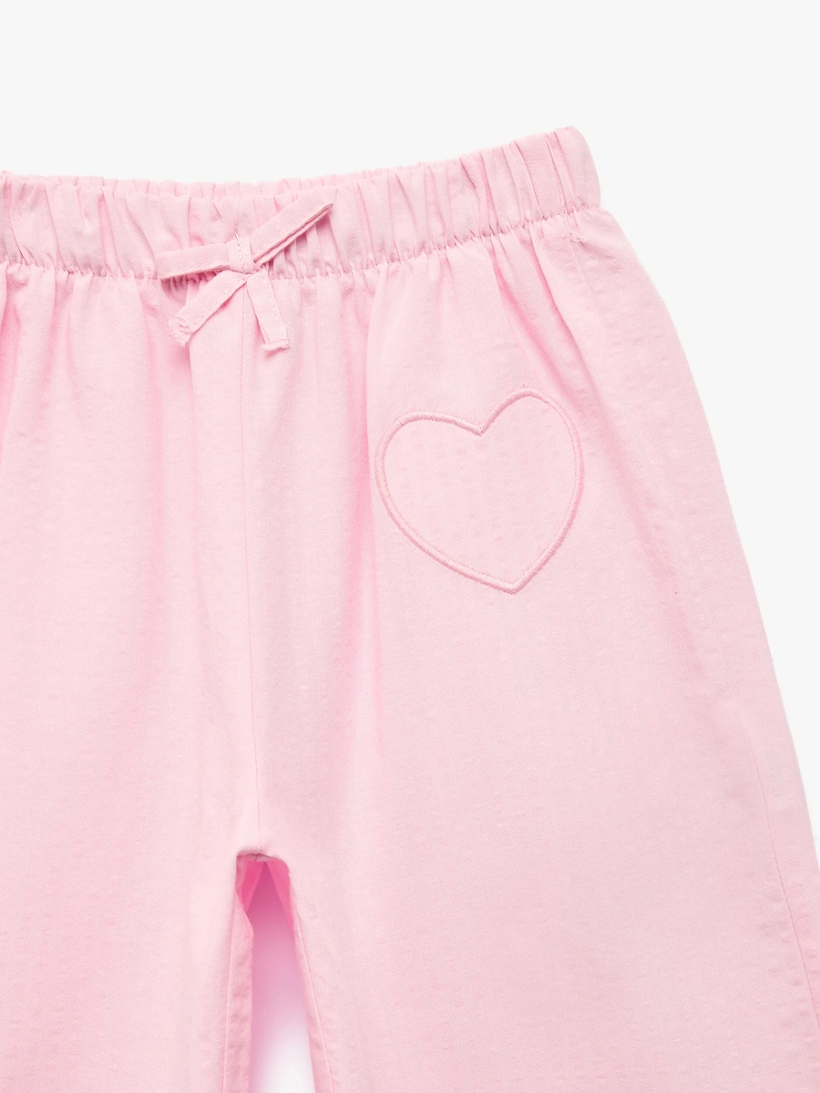 Baby Girls Pink Ruffled Cotton Trousers - Full Length