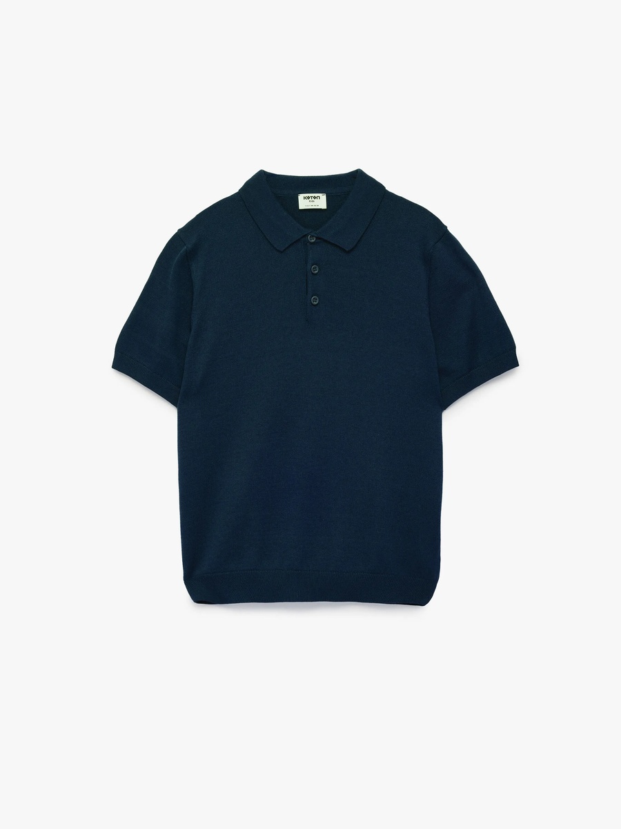 Boys Navy Blue Knit Polo Shirt - Regular Fit