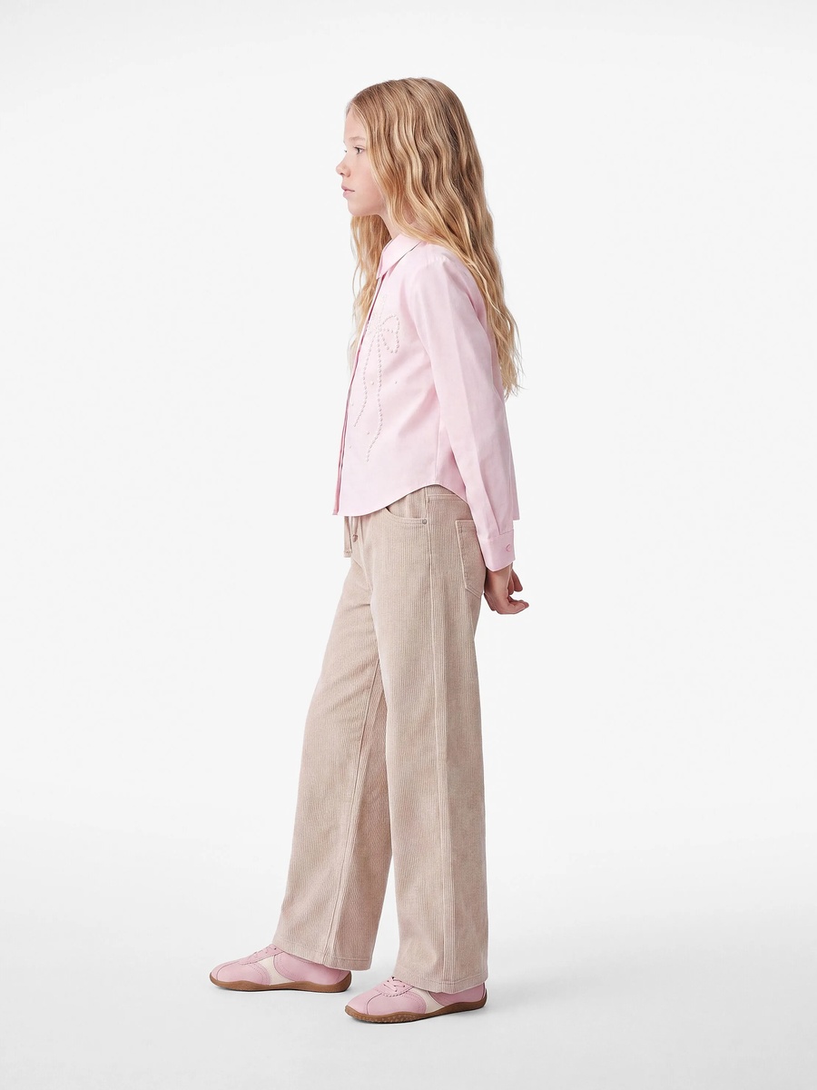 Girls Pink Cotton Bow Detail Shirt