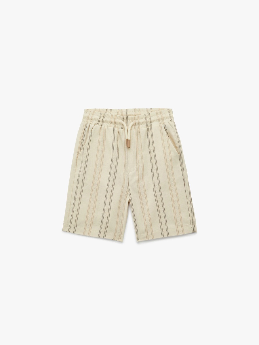 Boys Beige Striped Drawstring Shorts