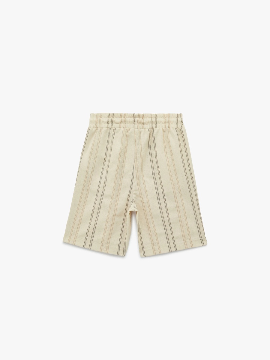 Boys Beige Striped Drawstring Shorts