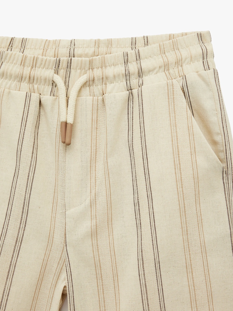Boys Beige Striped Drawstring Shorts