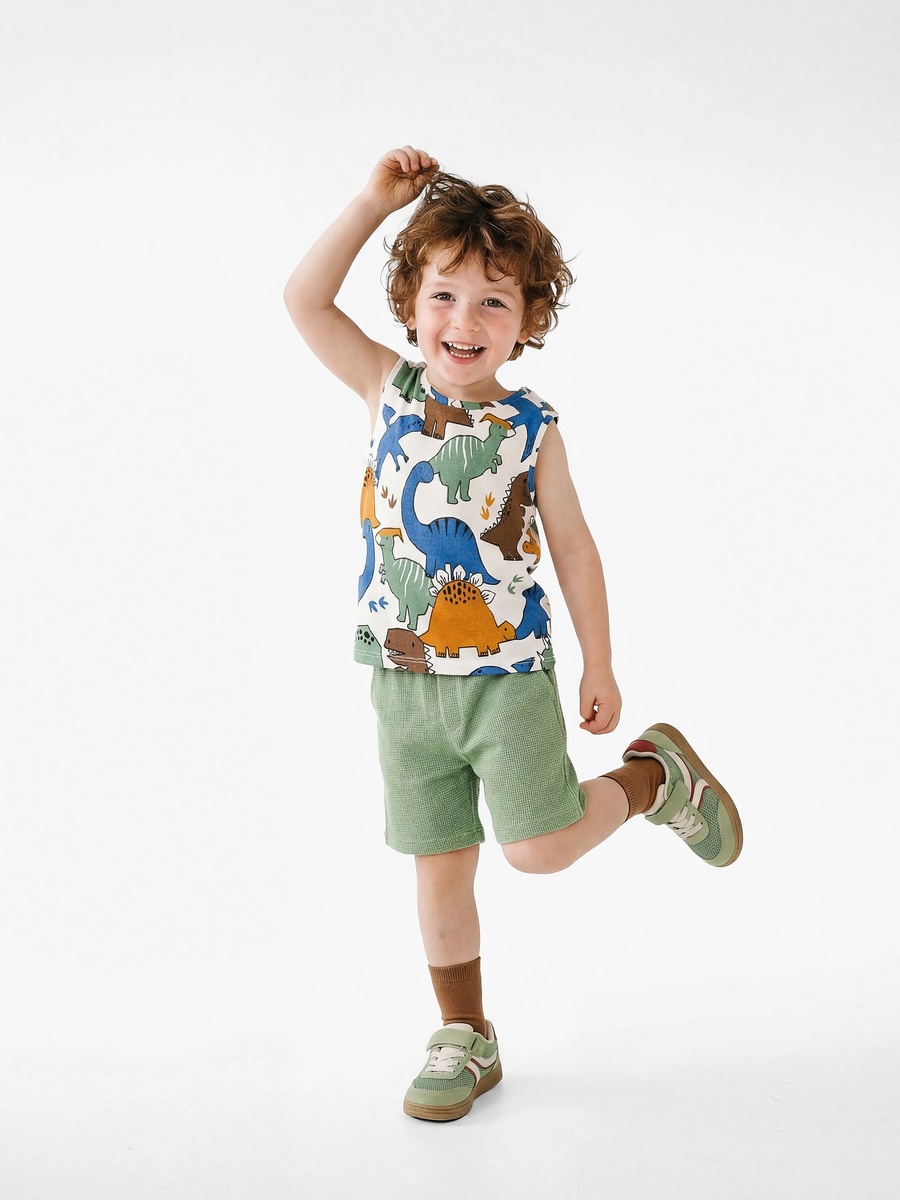 Toddler Green Woven Cotton Pull-On Shorts