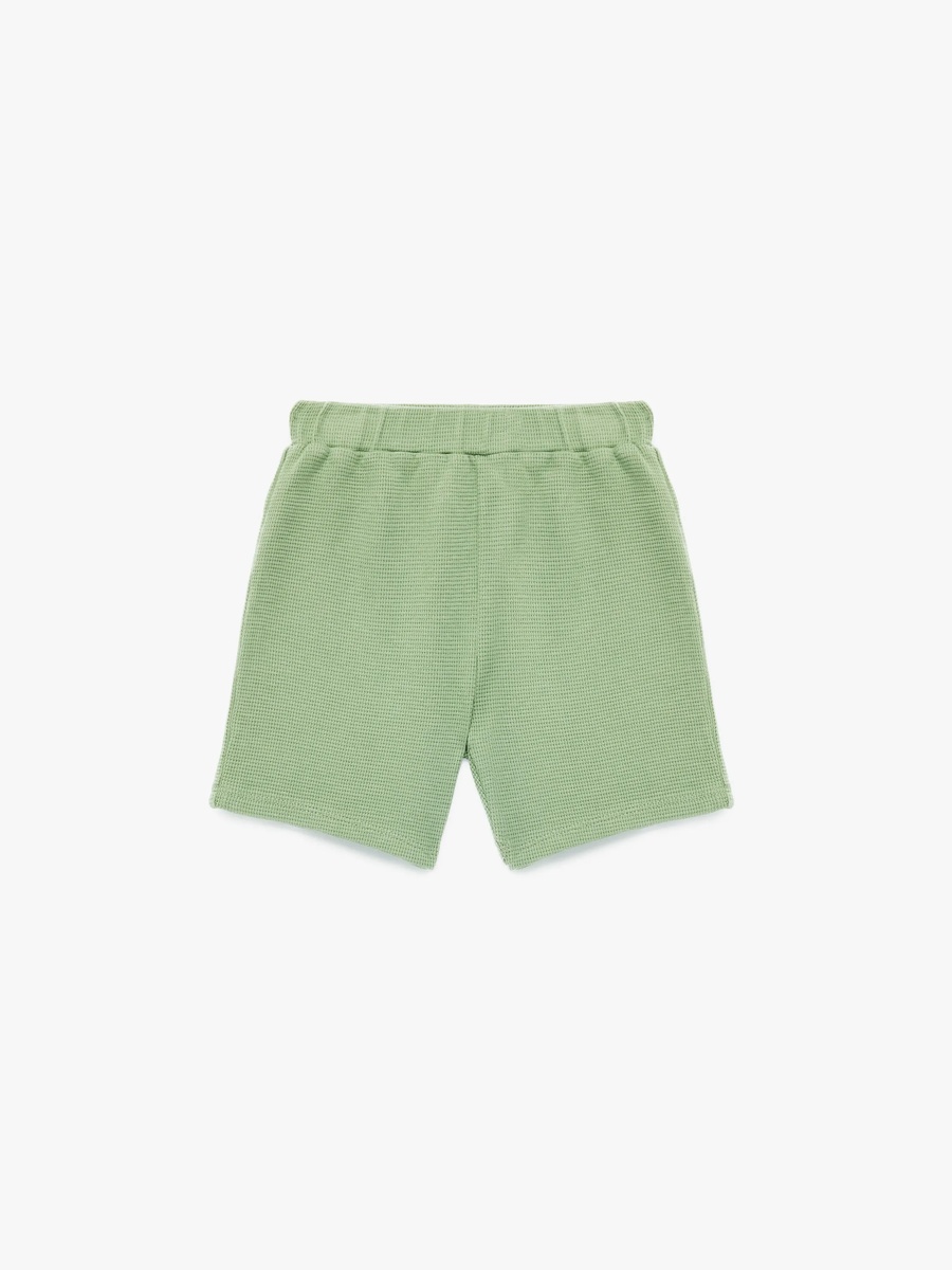 Toddler Green Woven Cotton Pull-On Shorts