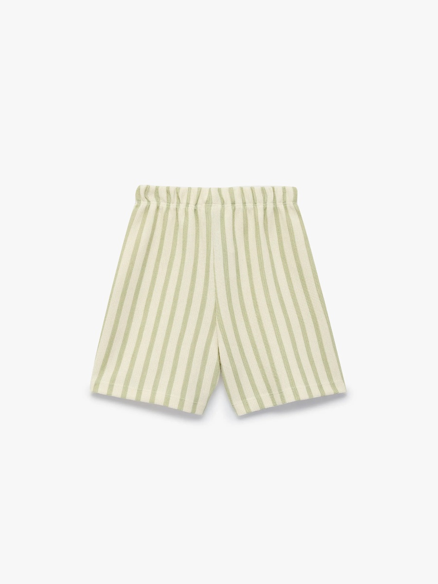 Kids Beige Striped Cotton Drawstring Shorts