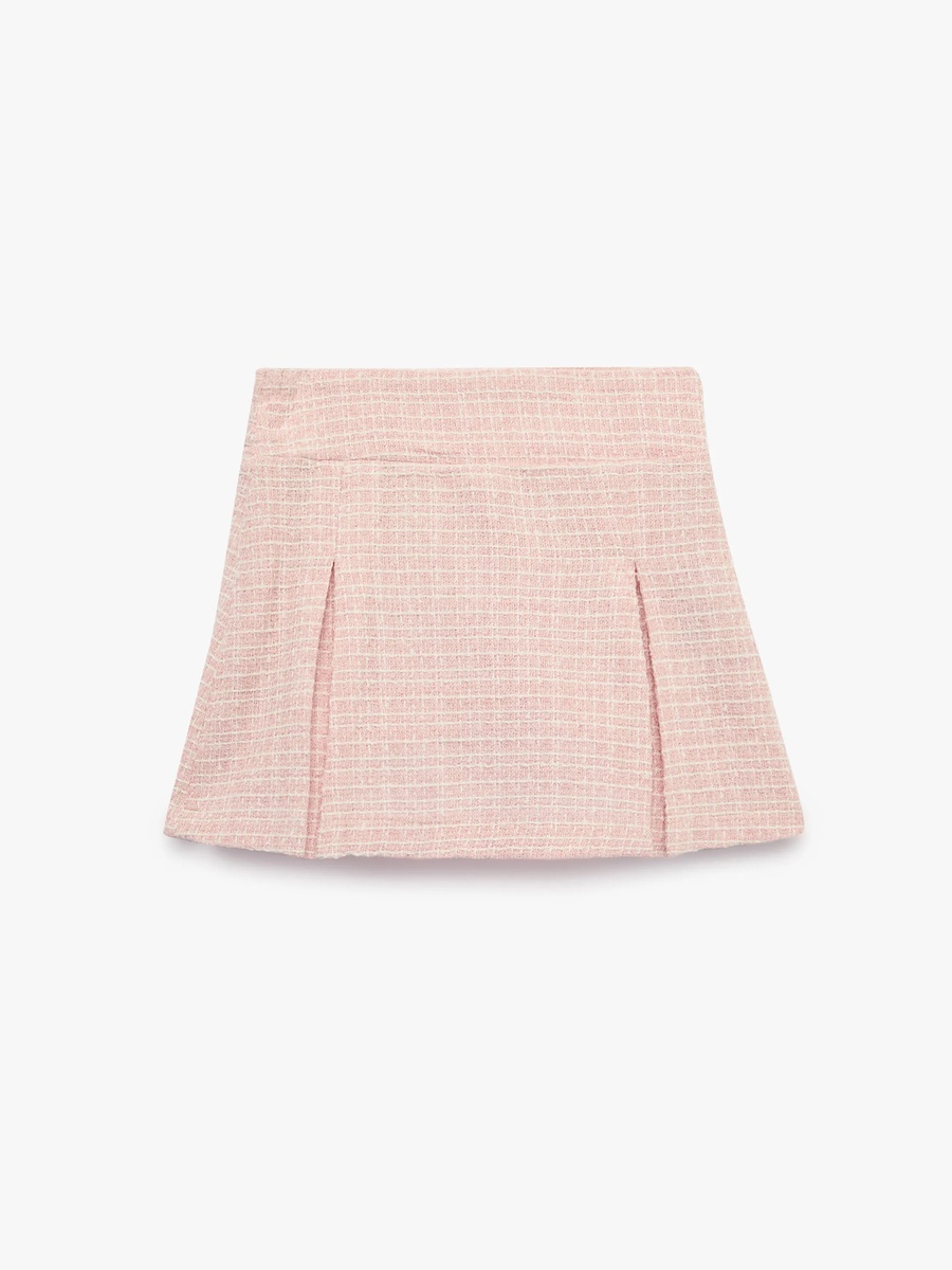 Kids Pink Tweed A-Line Mini Skirt