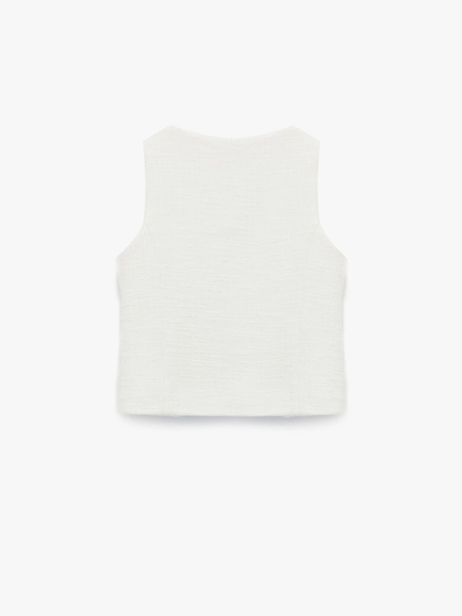 Girls Sleeveless Square Neck Cotton Top - Beige