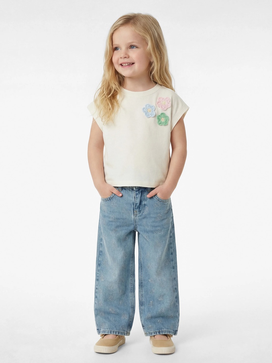 Floral Appliqu� Cotton T-Shirt for Toddlers