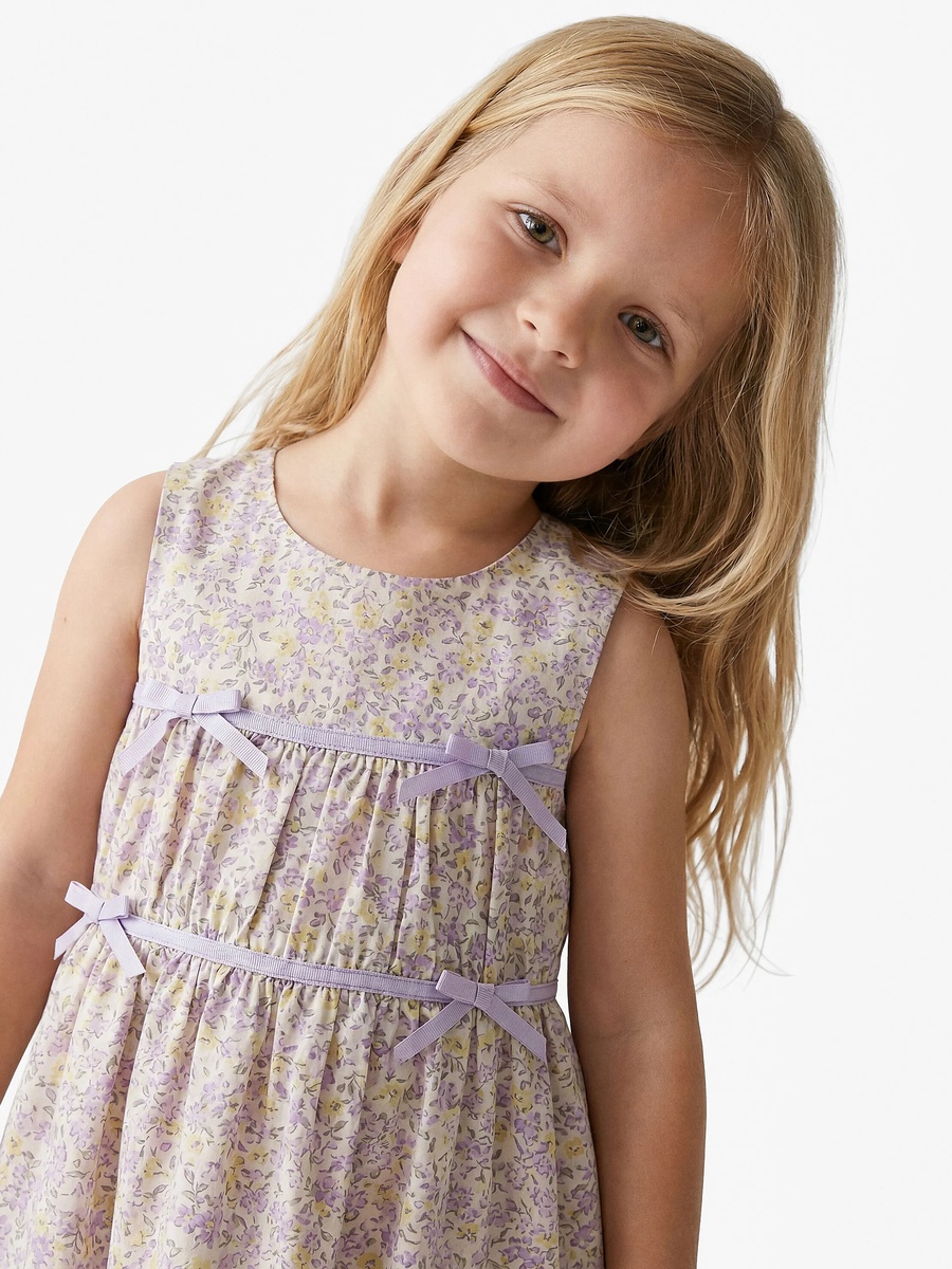 Girls A-Line Floral Knee-Length Dress in Purple