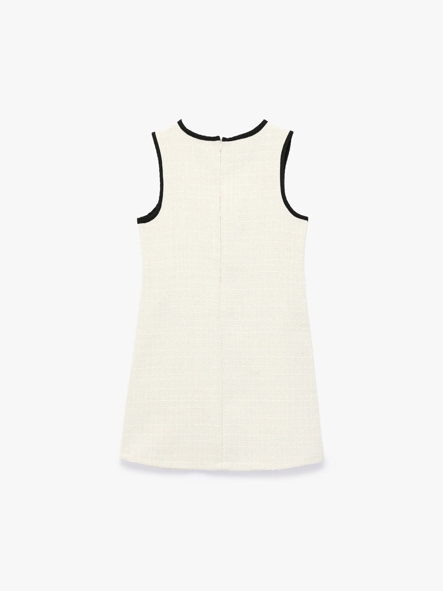 Girls Beige A-Line Midi Dress with Bows