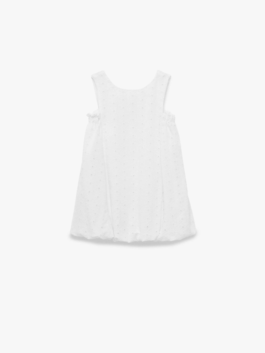 Girls White A-Line Embroidered Knee-Length Casual Dress