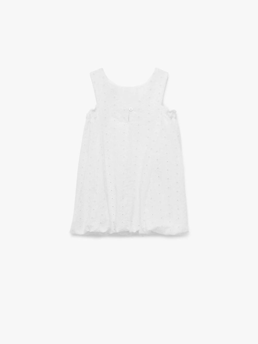 Girls White A-Line Embroidered Knee-Length Casual Dress
