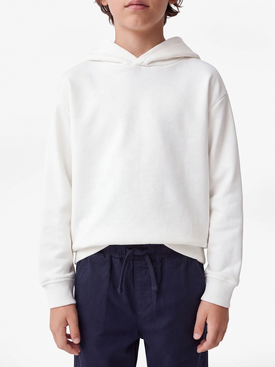 Kids Oversized Beige Cotton Hooded Sweatshirt