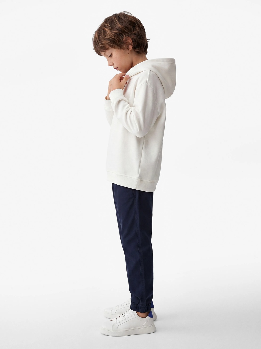 Kids Oversized Beige Cotton Hooded Sweatshirt