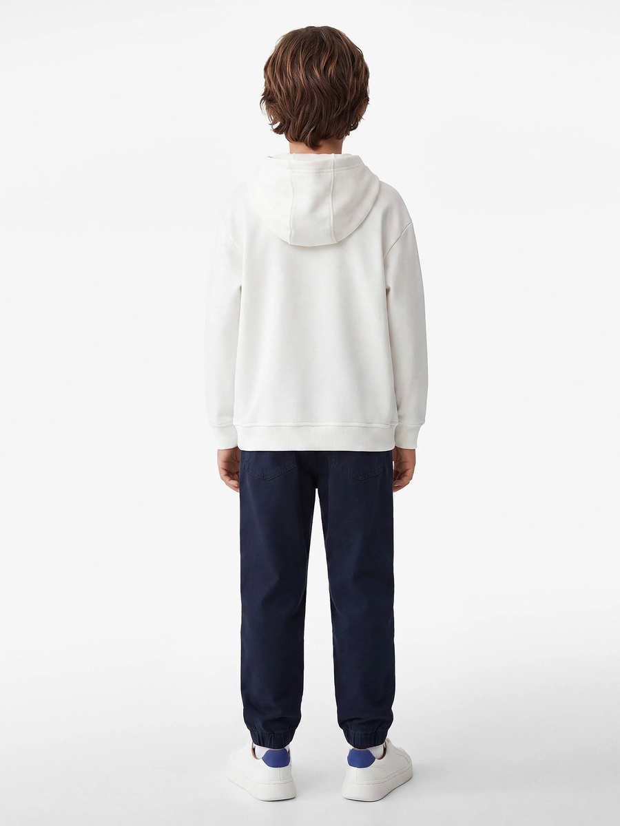 Kids Oversized Beige Cotton Hooded Sweatshirt