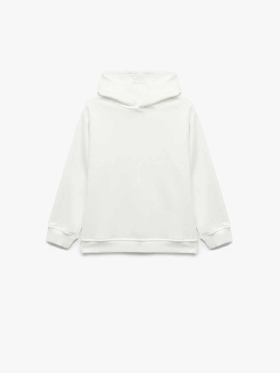 Kids Oversized Beige Cotton Hooded Sweatshirt