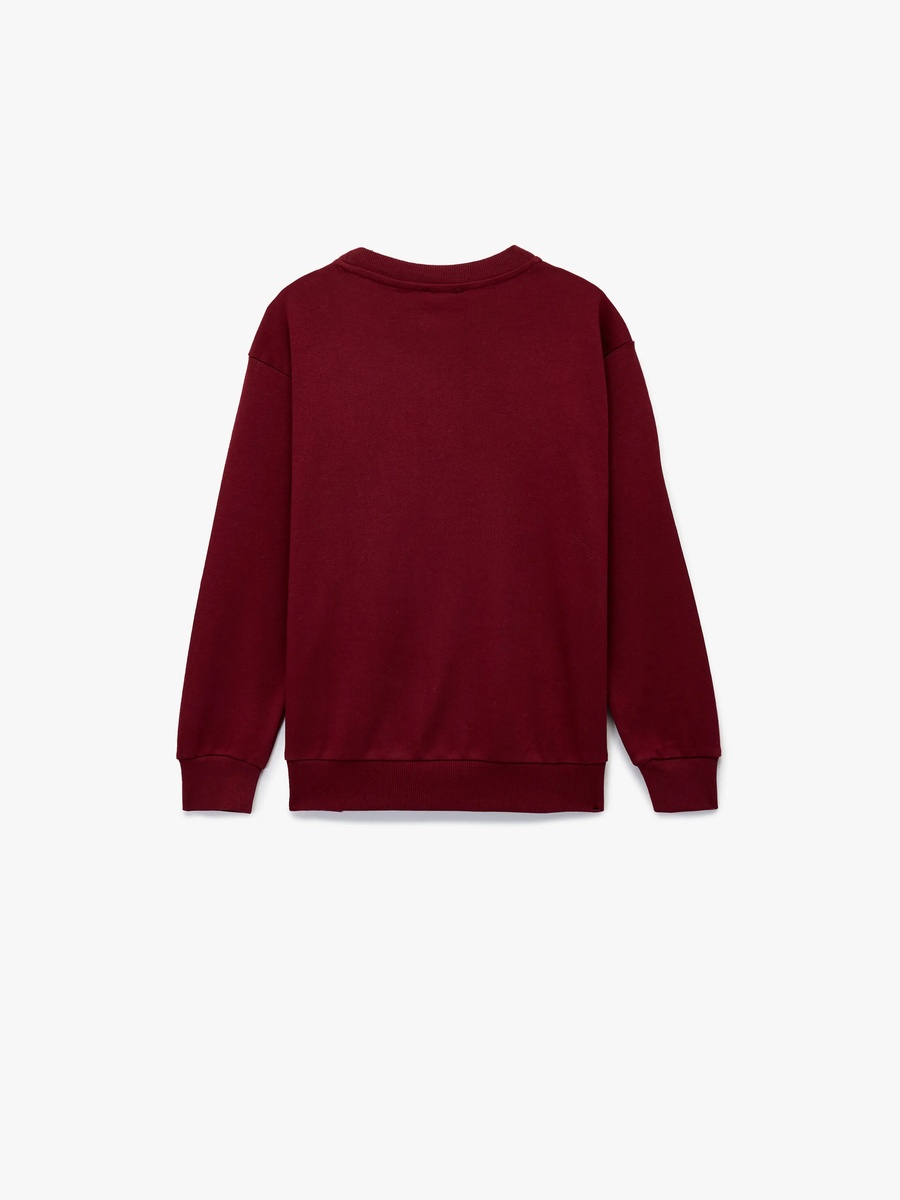 Boys Burgundy Cotton NY Print Sweatshirt