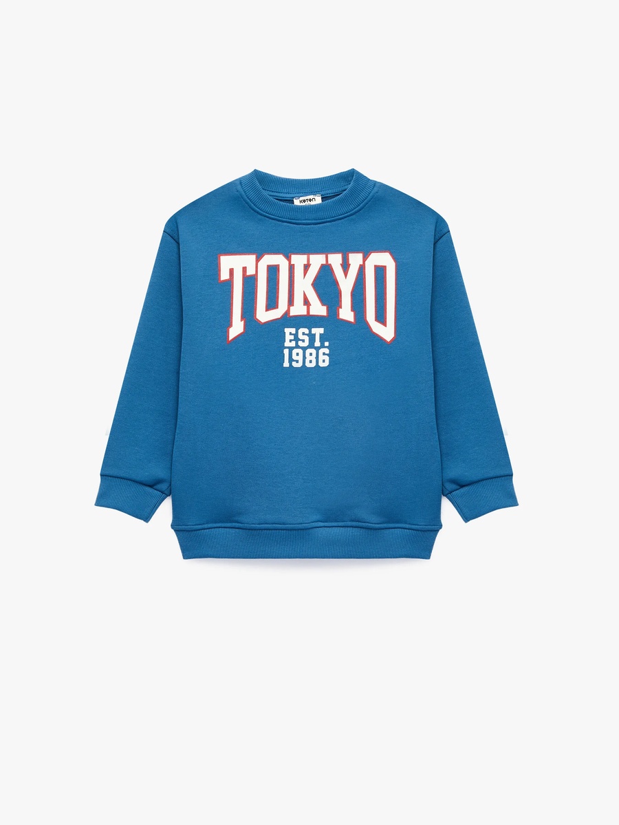 Kids Blue Cotton TOKYO Print Sweatshirt