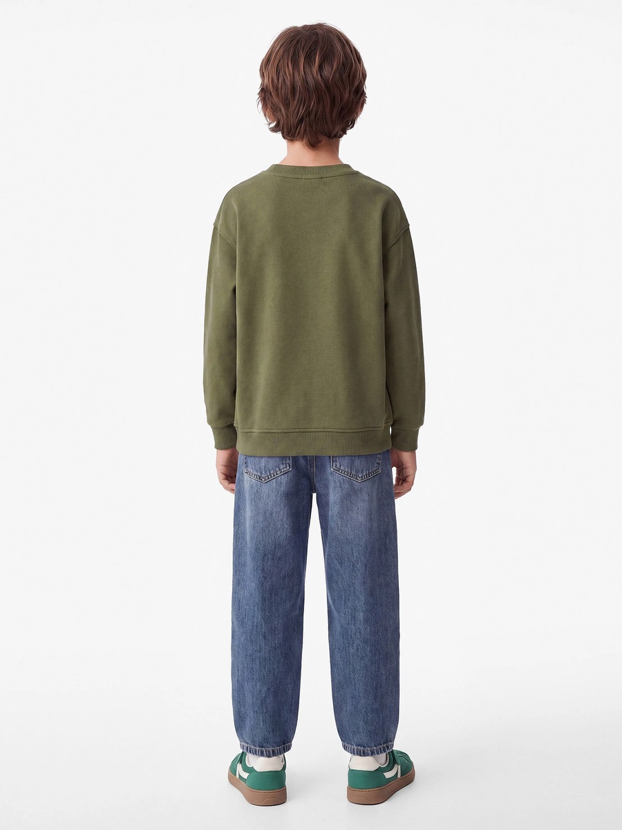 Boys Khaki Cotton Dinosaur Print Sweatshirt