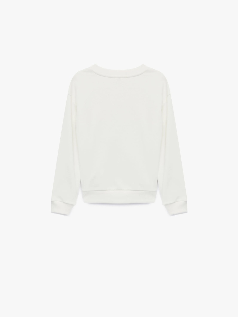 Girls Sequin Heart Beige Cotton Sweatshirt - SS25 Collection