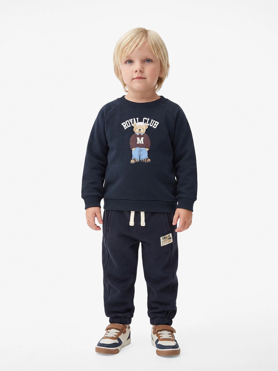 Baby Boy Navy Royal Club Bear Print Sweatshirt
