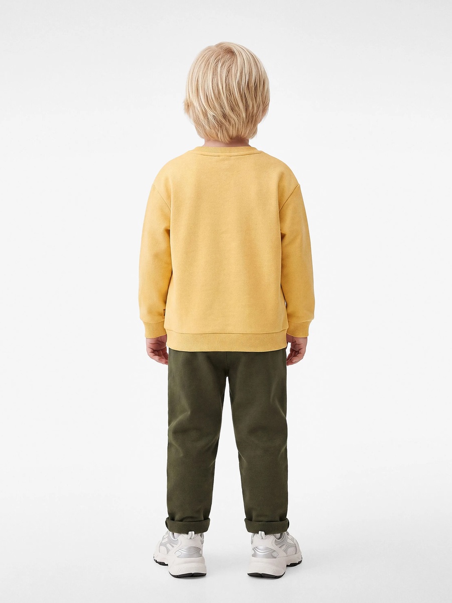 Baby Boys Yellow Cotton Sweatshirt with Lion Pocket