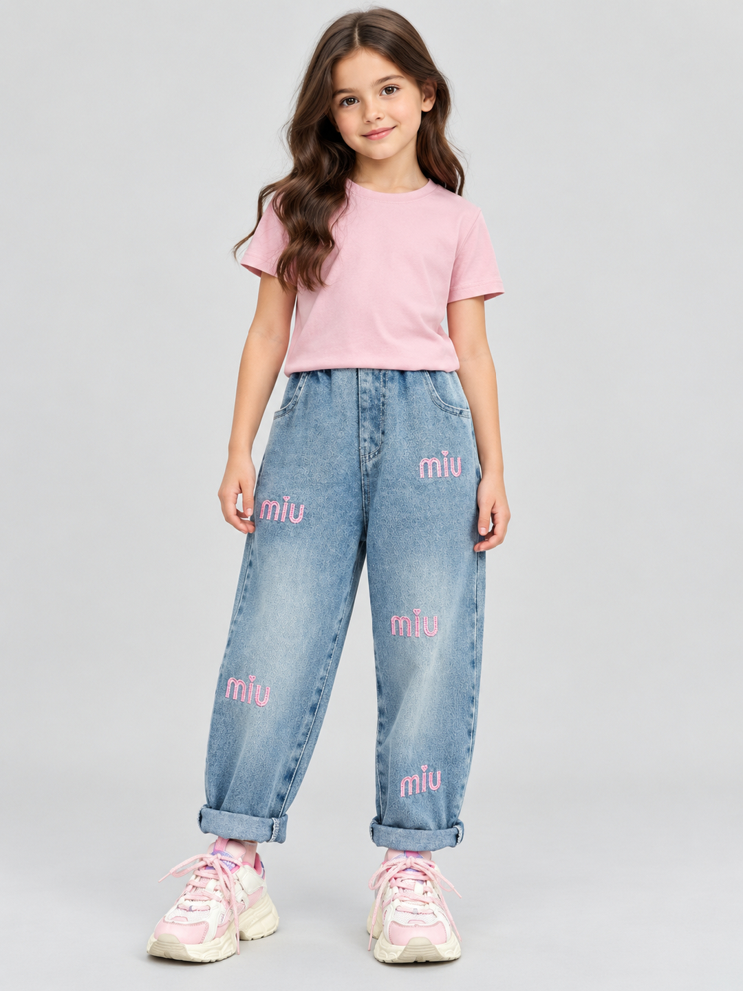 Blue Embroidered Relaxed Jeans
