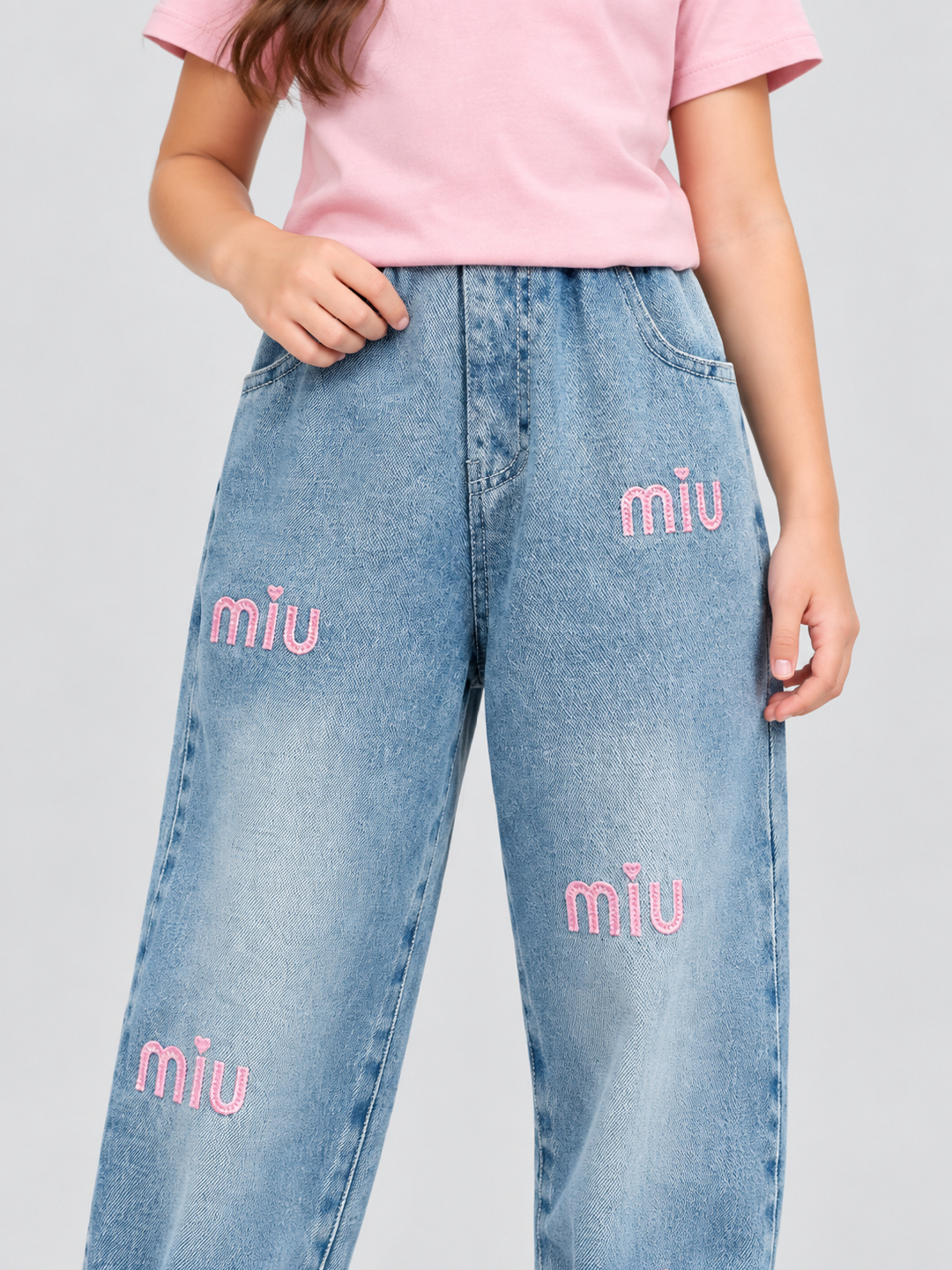 Blue Embroidered Relaxed Jeans