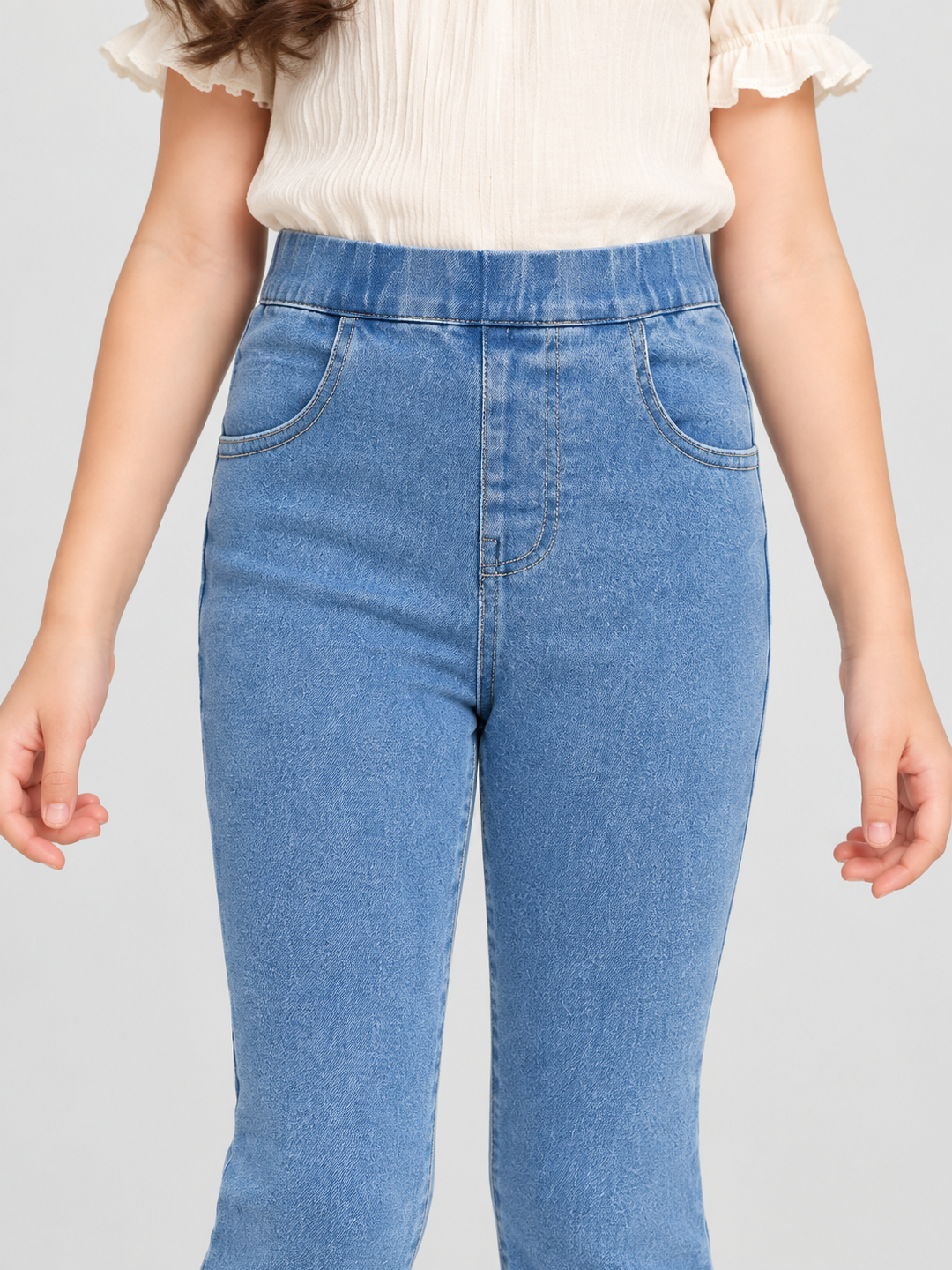 Blue Embroidered Flare Jeans